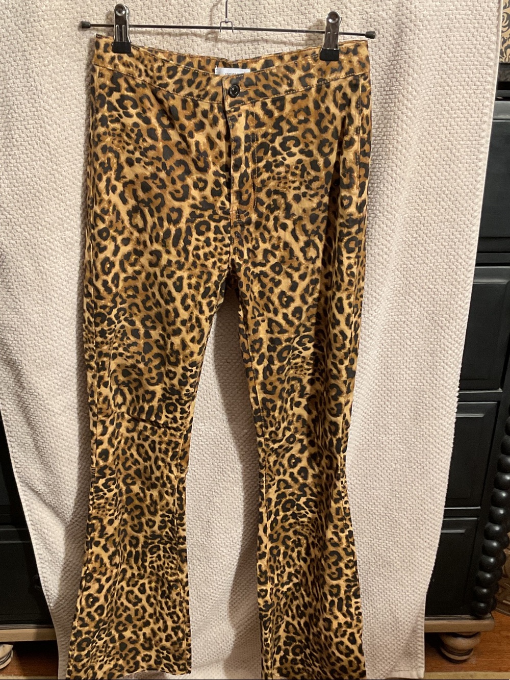 Forever 21 Leopard Print Boot Cut Jeans in Brown and Black